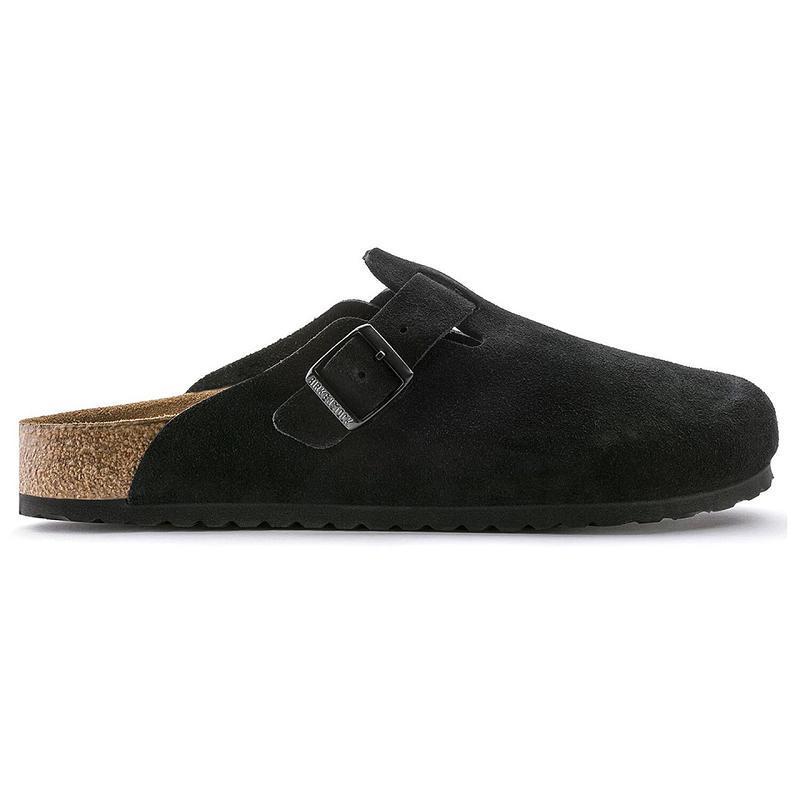 Birkenstock Soft Footbed Ruskind Boston Herre Sort | DK 1QMA